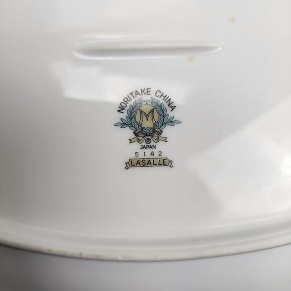 Noritake Japan 5142 LASALLE 12" Brown & White Oval Serving Platter w/ Gold Trim - Picture 4 of 7